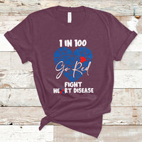 1 in 100 Go Red Fight Heart Disease CHD Awareness Support T-Shirt - Wonder Print Shop