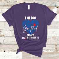 1 in 100 Go Red Fight Heart Disease CHD Awareness Support T-Shirt - Wonder Print Shop
