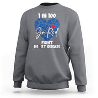 1 in 100 Go Red Fight Heart Disease CHD Awareness Support Sweatshirt - Wonder Print Shop