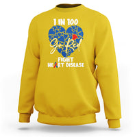 1 in 100 Go Red Fight Heart Disease CHD Awareness Support Sweatshirt - Wonder Print Shop