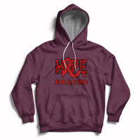 Maroon heart disease awareness hoodie with red ribbon HOPE and 'FOR A CURE' print