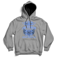 Gray hoodie with front graphic and text "NOTHING SCARES ME"