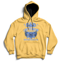 Daisy yellow hoodie with front graphic and text "NOTHING SCARES ME"