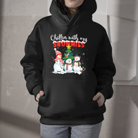 Chillin With My Snowmies Cute Snowman Christmas, Snowmies Christmas Holiday Hoodie - Wonder Print Shop