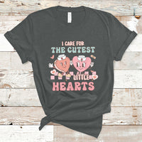 I Care For Cutest Little Hearts Retro Valentines For Nurse T Shirt - Wonder Print Shop