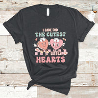 I Care For Cutest Little Hearts Retro Valentines For Nurse T Shirt - Wonder Print Shop