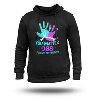 You Matter 988 Suicide Prevention Teal and Purple Ribbon, Awareness Hoodie - Wonder Print Shop