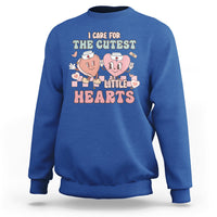 I Care For Cutest Little Hearts Retro Valentines For Nurse Sweatshirt - Wonder Print Shop