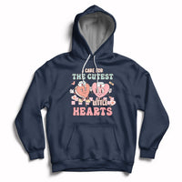 I Care For Cutest Little Hearts Retro Valentines For Nurse Hoodie - Wonder Print Shop