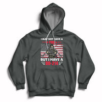 Charcoal gray pullover hoodie with eagle DD-214 graphic, drawstring hood, kangaroo pocket.