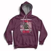 Maroon pullover hoodie with eagle DD-214 graphic, drawstring hood, kangaroo pocket.