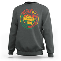 Dark gray adult sweatshirt with crew neck and circular fist graphic