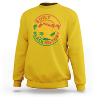 Yellow adult sweatshirt with crew neck and circular fist graphic