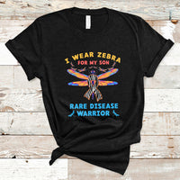 I Wear Zebra For My Son Rare Disease Warrior Zebra Ribbon Rare Disease T Shirt - Wonder Print Shop