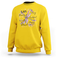 I Am Strong Beautiful Grateful Happy Worthy Inspirational Dragonflies Sweatshirt - Wonder Print Shop