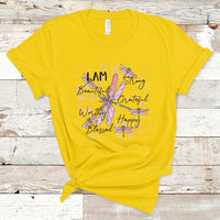 I Am Strong Beautiful Grateful Happy Worthy Inspirational Dragonflies T Shirt - Wonder Print Shop