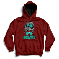 Cervical Cancer Warrior Messy Bun Teal Ribbon Hoodie - Wonder Print Shop