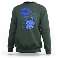 Colon Cancer Awareness CRC Sunflower Elephant Blue Ribbon Be Kind Sweatshirt - Wonder Print Shop