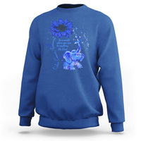Colon Cancer Awareness CRC Sunflower Elephant Blue Ribbon Be Kind Sweatshirt - Wonder Print Shop