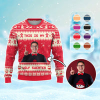 Custom Photo Xmas Ugly Christmas Sweater This Is My Ugly Sweater - Wonder Print Shop