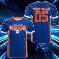 Custom 2025 Basketball Champions Royal Blue Orange T Shirt CTM05