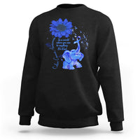 Colon Cancer Awareness CRC Sunflower Elephant Blue Ribbon Be Kind Sweatshirt - Wonder Print Shop