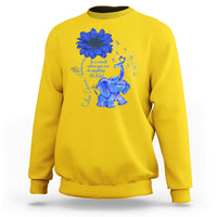 Colon Cancer Awareness CRC Sunflower Elephant Blue Ribbon Be Kind Sweatshirt - Wonder Print Shop