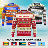 Custom Caribbean Countries Xmas Ugly Christmas Sweater Funny Tropical Style - Wonder Print Shop