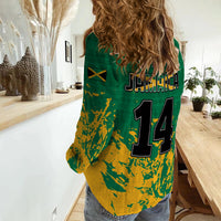 Custom Number Jamaica Athletics Women Casual Shirt Jamaican Flag With African Pattern Sporty Style LT14