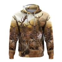 Deer graphic pullover hoodie in cream with large front print and drawstring hood