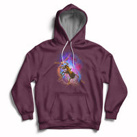Maroon hoodie with ant warrior graphic, front pocket, and drawstring hood.