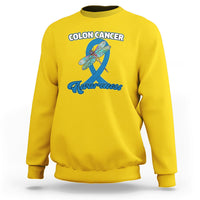 Colon Cancer Awareness Dragonfly Blue Ribbon CRC Colorectal Carcinoma Sweatshirt - Wonder Print Shop