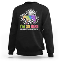 Rare Disease I'm So Rare I'm Pratically Mythical Zebra Unicorn Zebra Ribbon Sweatshirt - Wonder Print Shop