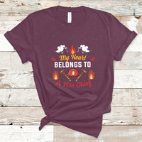 My Heart Belongs To A Fire Chief Wife Valentines Day T Shirt - Wonder Print Shop