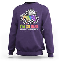 Rare Disease I'm So Rare I'm Pratically Mythical Zebra Unicorn Zebra Ribbon Sweatshirt - Wonder Print Shop