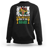 Black crewneck sweatshirt with front multicolor graphic print