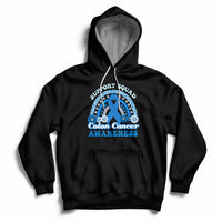 Colon Cancer Awareness Support Squad CRC Blue Ribbon Rainbow Hoodie - Wonder Print Shop
