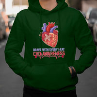 Brave With Every Beat CHD Heart Disease Red And Blue Ribbon Hoodie - Wonder Print Shop