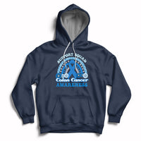 Colon Cancer Awareness Support Squad CRC Blue Ribbon Rainbow Hoodie - Wonder Print Shop