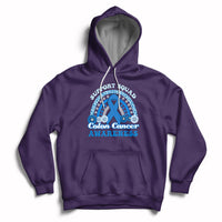 Colon Cancer Awareness Support Squad CRC Blue Ribbon Rainbow Hoodie - Wonder Print Shop
