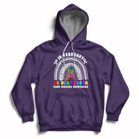 Purple zebra-themed rainbow awareness hoodie with front graphic and drawstring hood