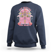 Just Breathe And Believe Dragonfly Retro Boho Motivational Sweatshirt - Wonder Print Shop