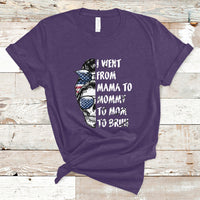 I Went From Mama To Mommy Mom Bruh Funny Mothers Day Skull Messy Bun Womens T Shirt - Wonder Print Shop