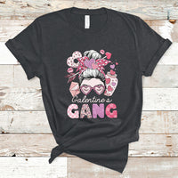 Galentines Gang Retro Messy Bun Valentine's Day Sisters T-Shirt - Wonder Print Shop