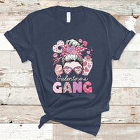 Galentines Gang Retro Messy Bun Valentine's Day Sisters T-Shirt - Wonder Print Shop
