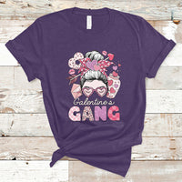 Galentines Gang Retro Messy Bun Valentine's Day Sisters T-Shirt - Wonder Print Shop