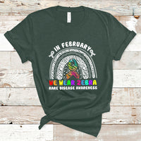 In February We Wear Zebra Rare Disease Awareness Rainbow Zebra T Shirt - Wonder Print Shop