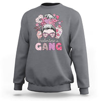 Galentines Gang Retro Messy Bun Valentine's Day Sisters Sweatshirt - Wonder Print Shop