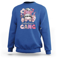Galentines Gang Retro Messy Bun Valentine's Day Sisters Sweatshirt - Wonder Print Shop