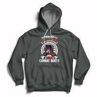 Dark gray pullover hoodie with front pocket and chest graphic, adjustable hood